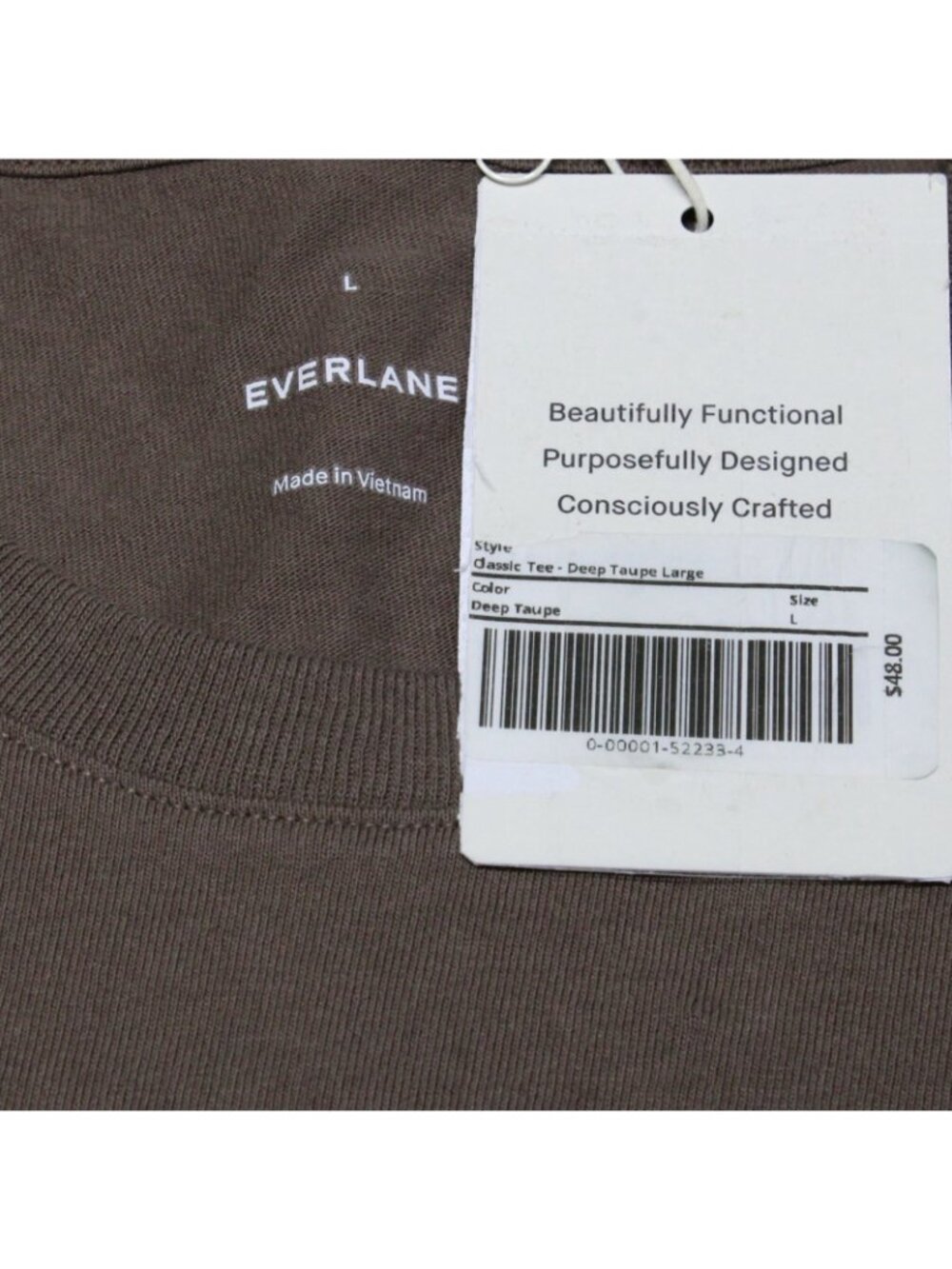 Everlane Men's Classic Tee Deep Taupe Organic Cotton Large - Picture 4 of 5